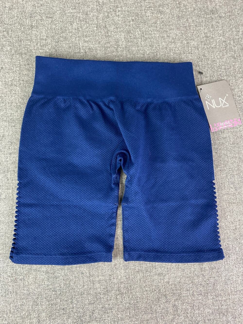 NUX Bike Shorts Womens Navy RIBBED High Waist Seamless NWT